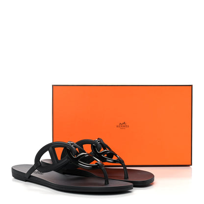 Hermes Rubber Womens Egerie Sandals 39 Black 9 of 9