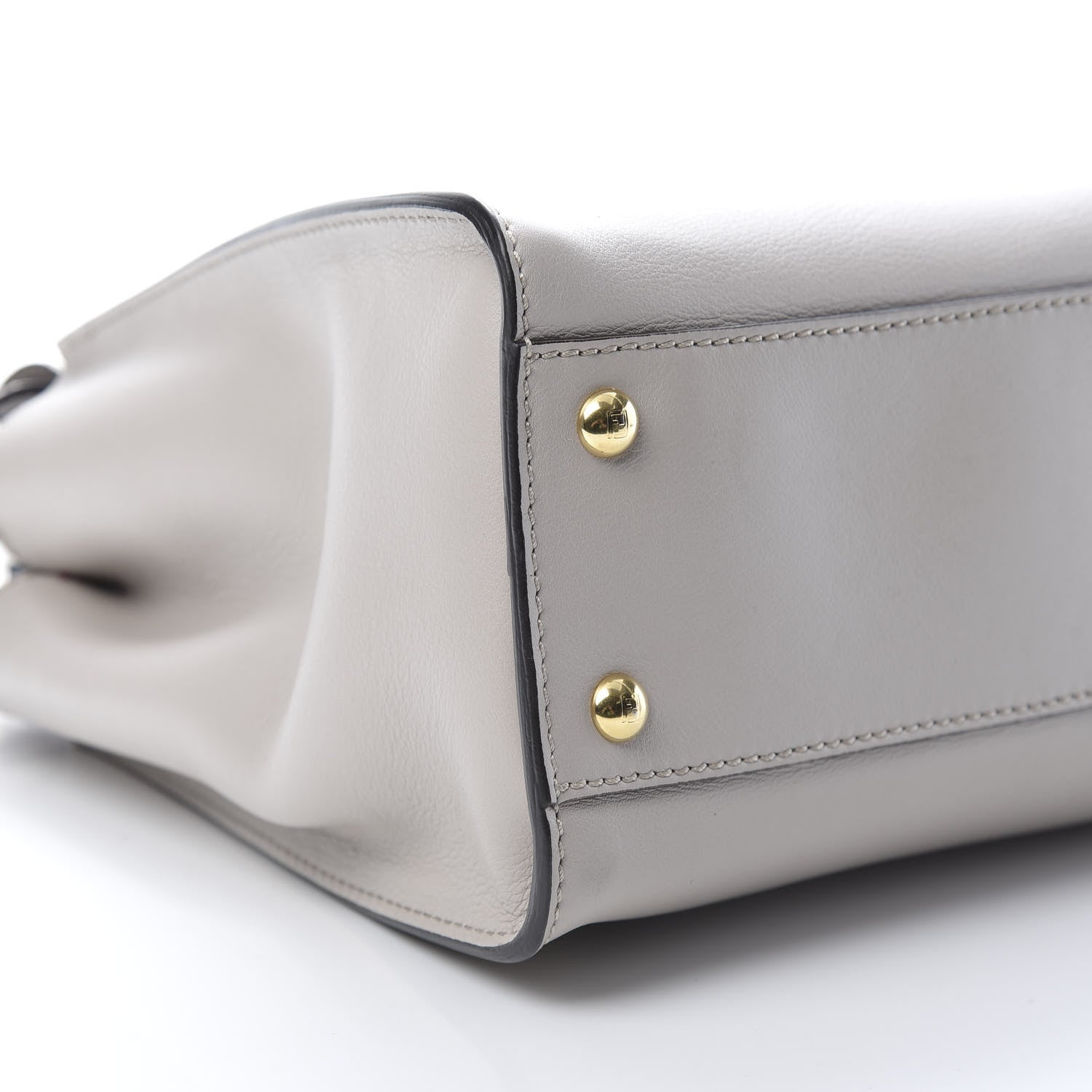Fendi Vitello Seta Shiny Nappa Medium Peekaboo Iconic Satchel Grigio Polvere Magenta 11 of 12