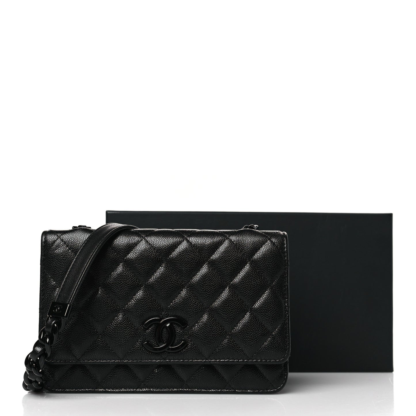 Caviar Quilted My Everything Wallet On Chain WOC Black