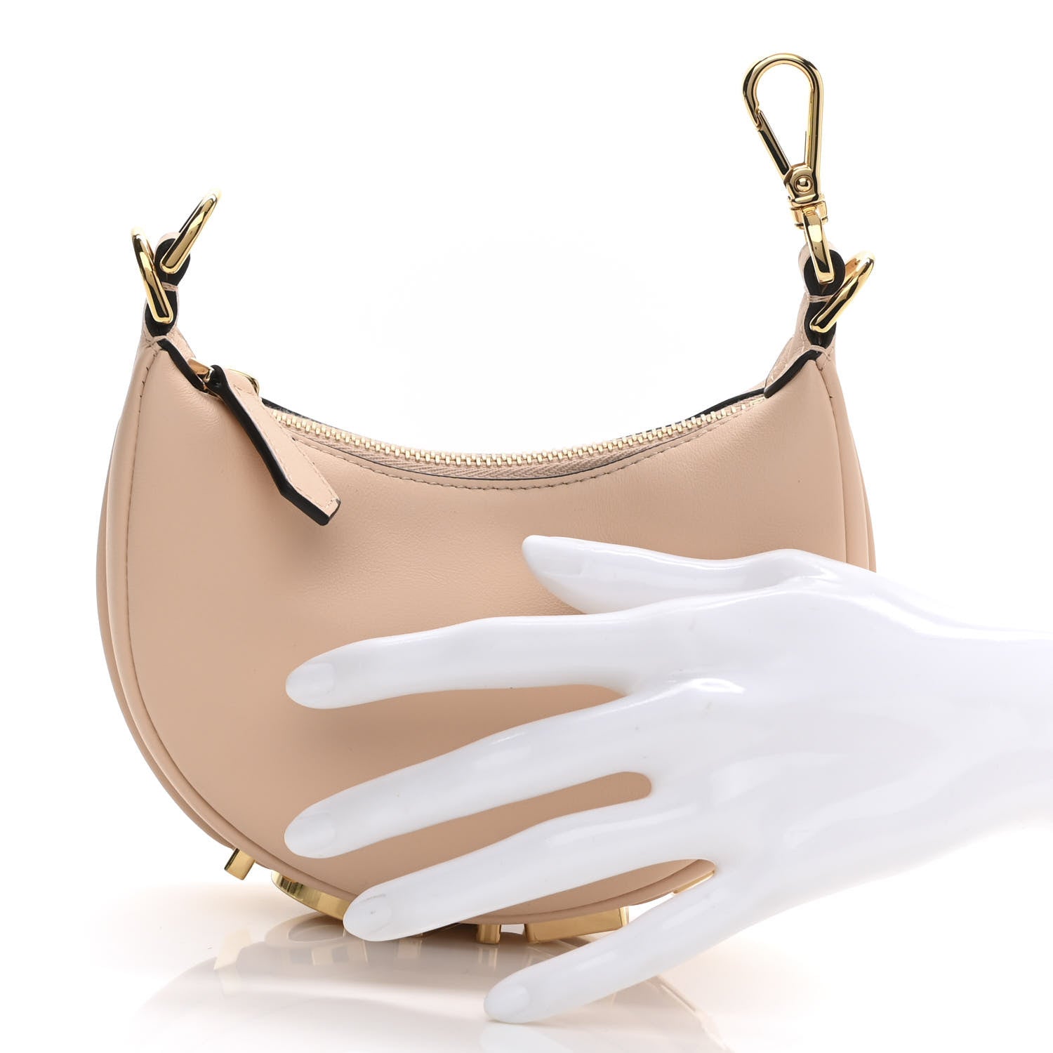 Fendi Vitello Grace Matte Nano Fendigraphy Hobo Charm Light Rose 2 of 9