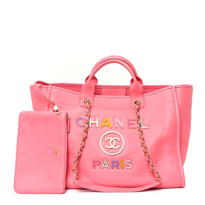 Chanel Calfskin Medium Deauville Tote Coral Pink 3 of 11