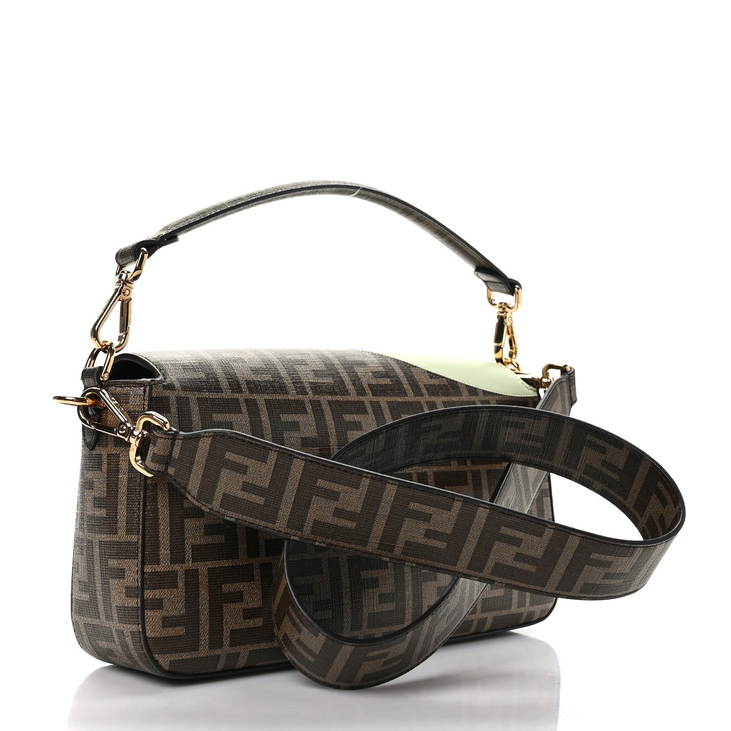 Fendi Glazed Fabric FF 1974 Hairdo Girls Inlay Baguette Mogano Panna Multicolor 3 of 8