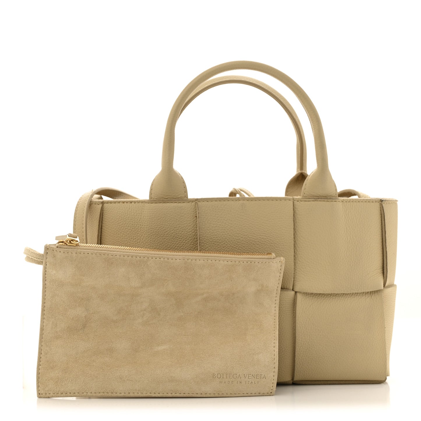 Grained Calfskin Maxi Intreccio Mini Arco Tote Porridge