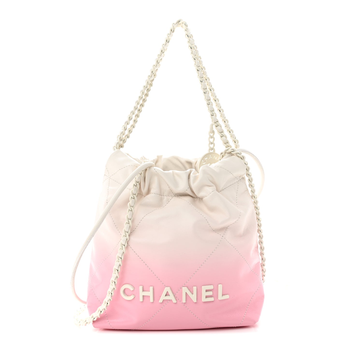 Patent Gradient Calfskin Quilted Mini Chanel 22 White Light Pink