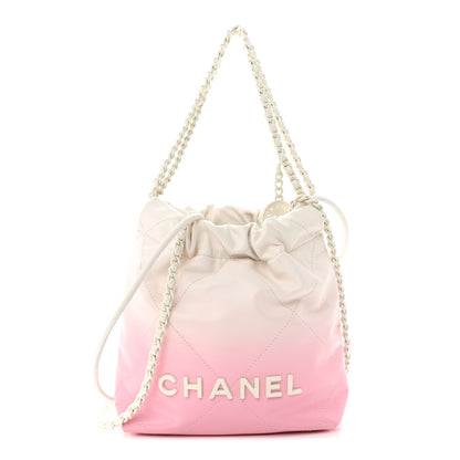 Chanel Patent Gradient Calfskin Quilted Mini Chanel 22 White Light Pink 1 of 11