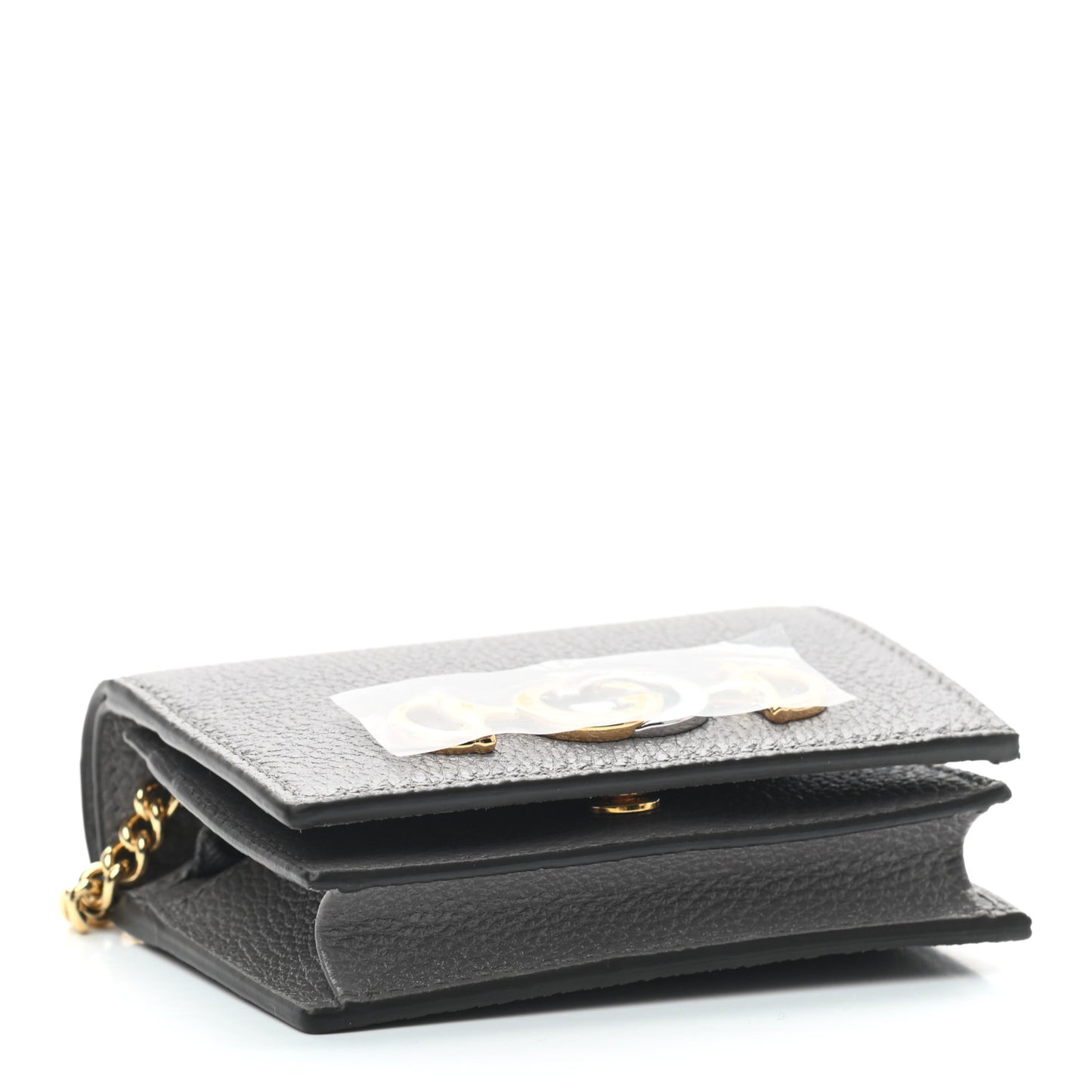 Grainy Calfskin Zumi Chain Card Case Wallet Dusty Grey