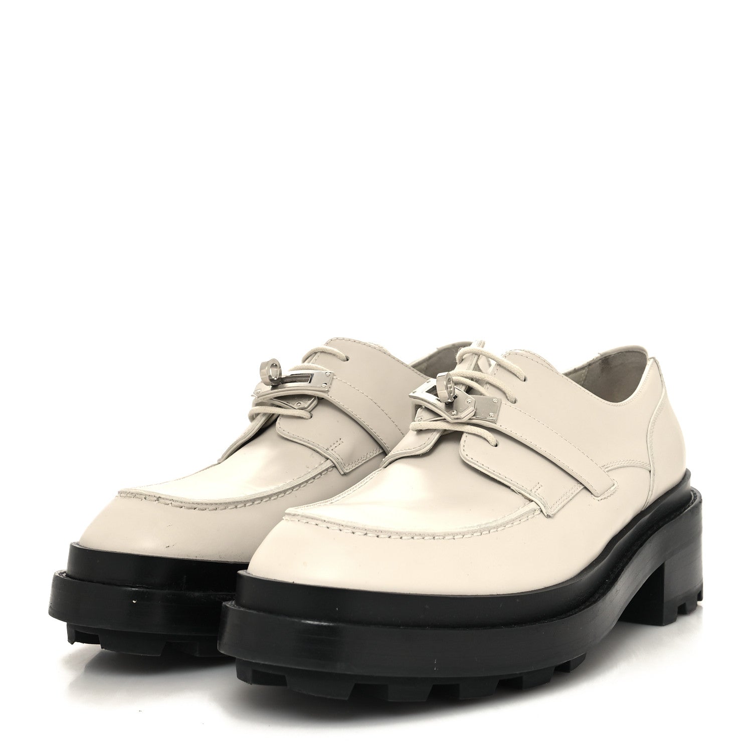 Hermes Glossed Calfskin First Derby 39 Beige Glaise 3 of 9