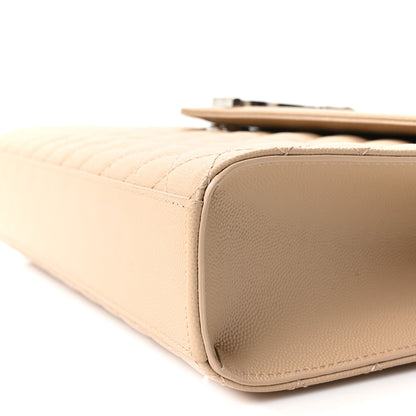 Saint Laurent Grain De Poudre Matelasse Chevron Large Monogram Satchel Nude Powder 10 of 10