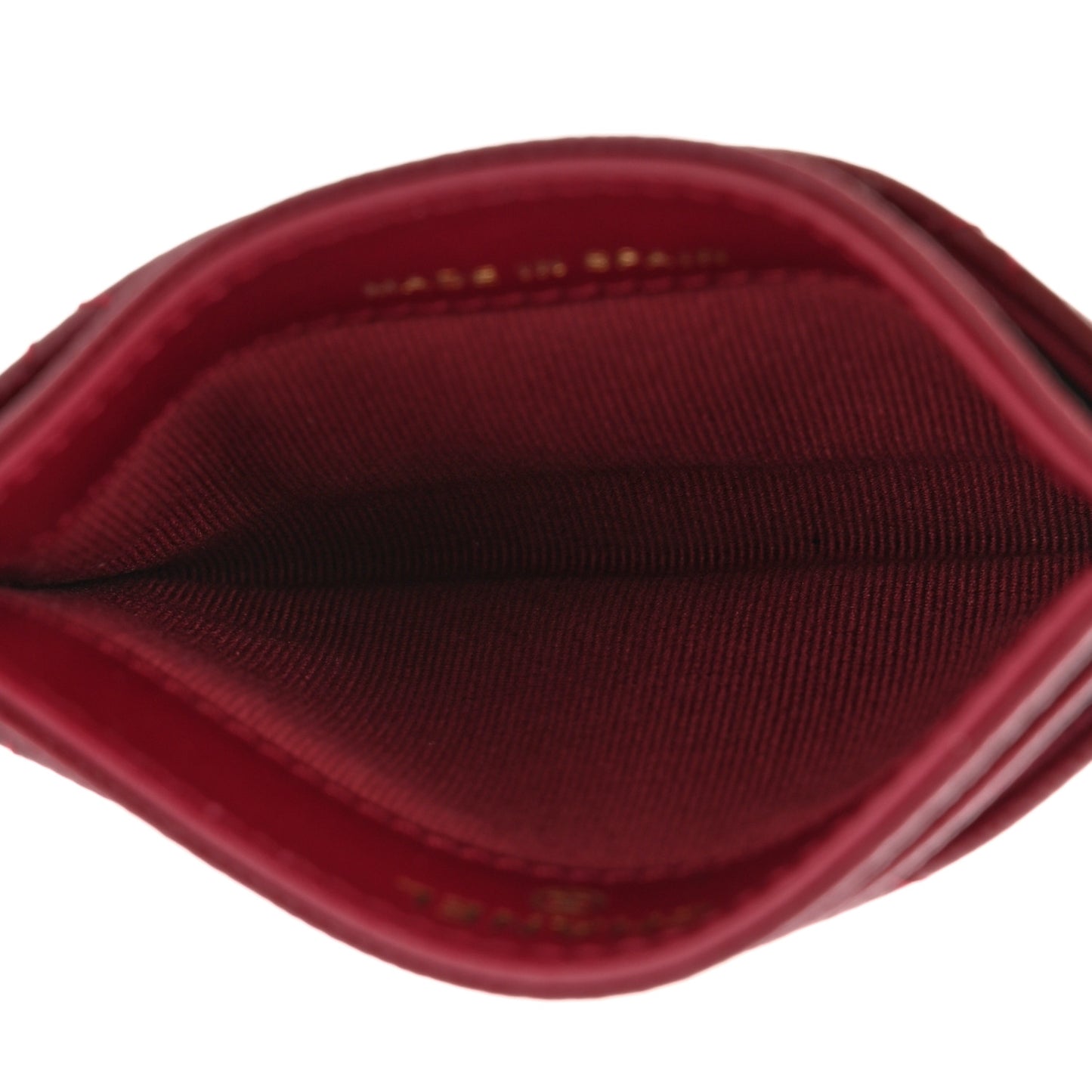 Caviar Quilted Crystal Enamel CC Card Holder Burgundy