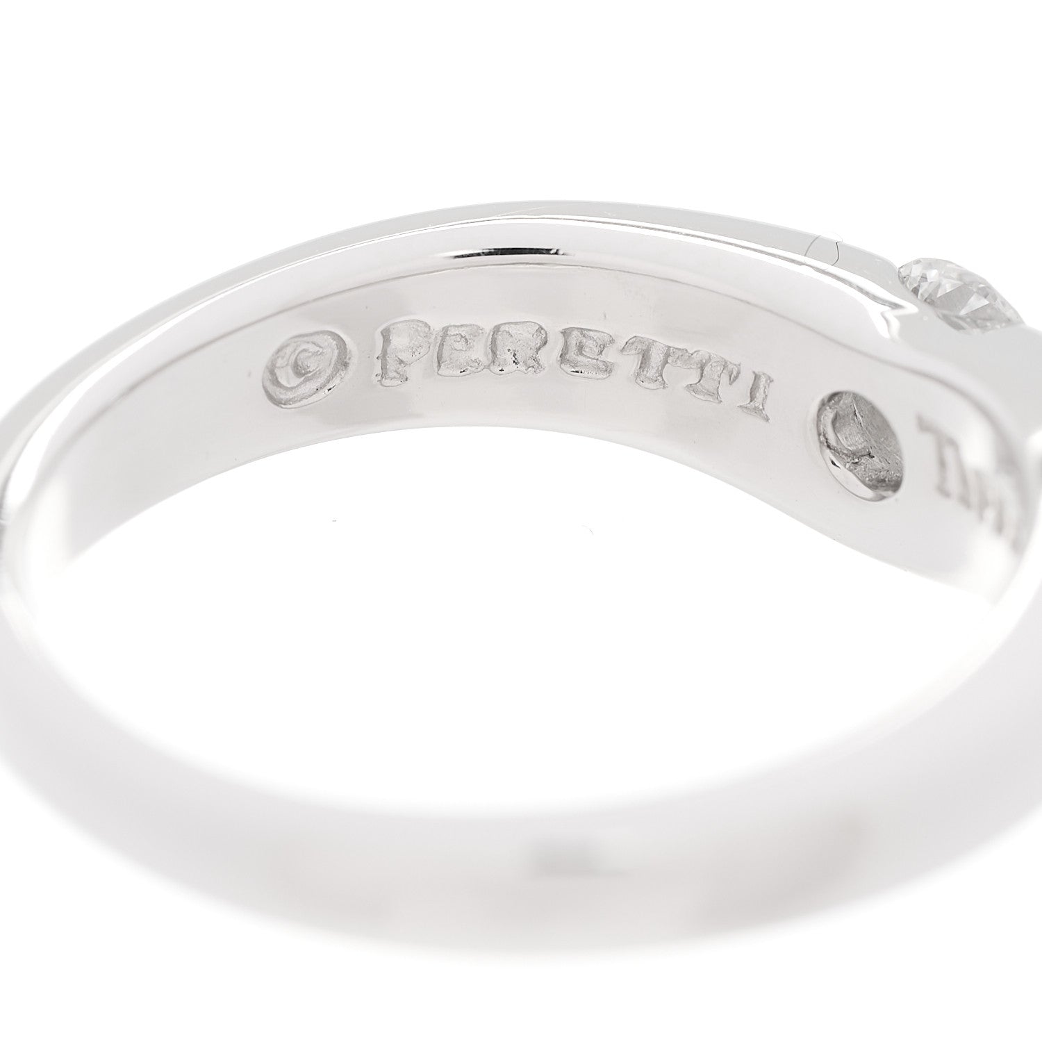 Tiffany Platinum Diamond Elsa Peretti Curved Band Ring 47 4.25 6 of 7