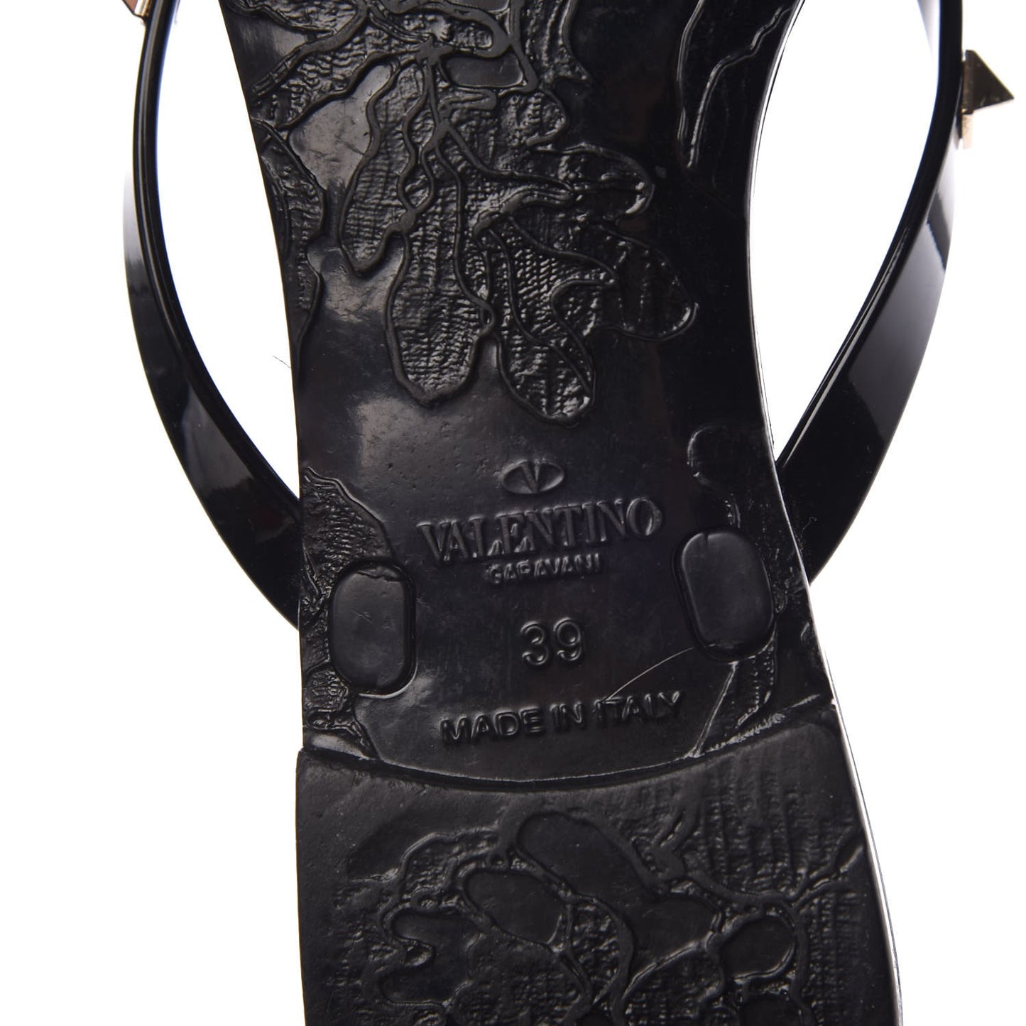 PVC Jelly Rockstud Bow Thong Sandals 39 Black