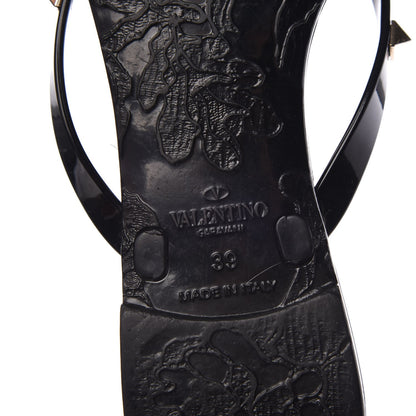 Valentino Garavani PVC Jelly Rockstud Bow Thong Sandals 39 Black 6 of 8