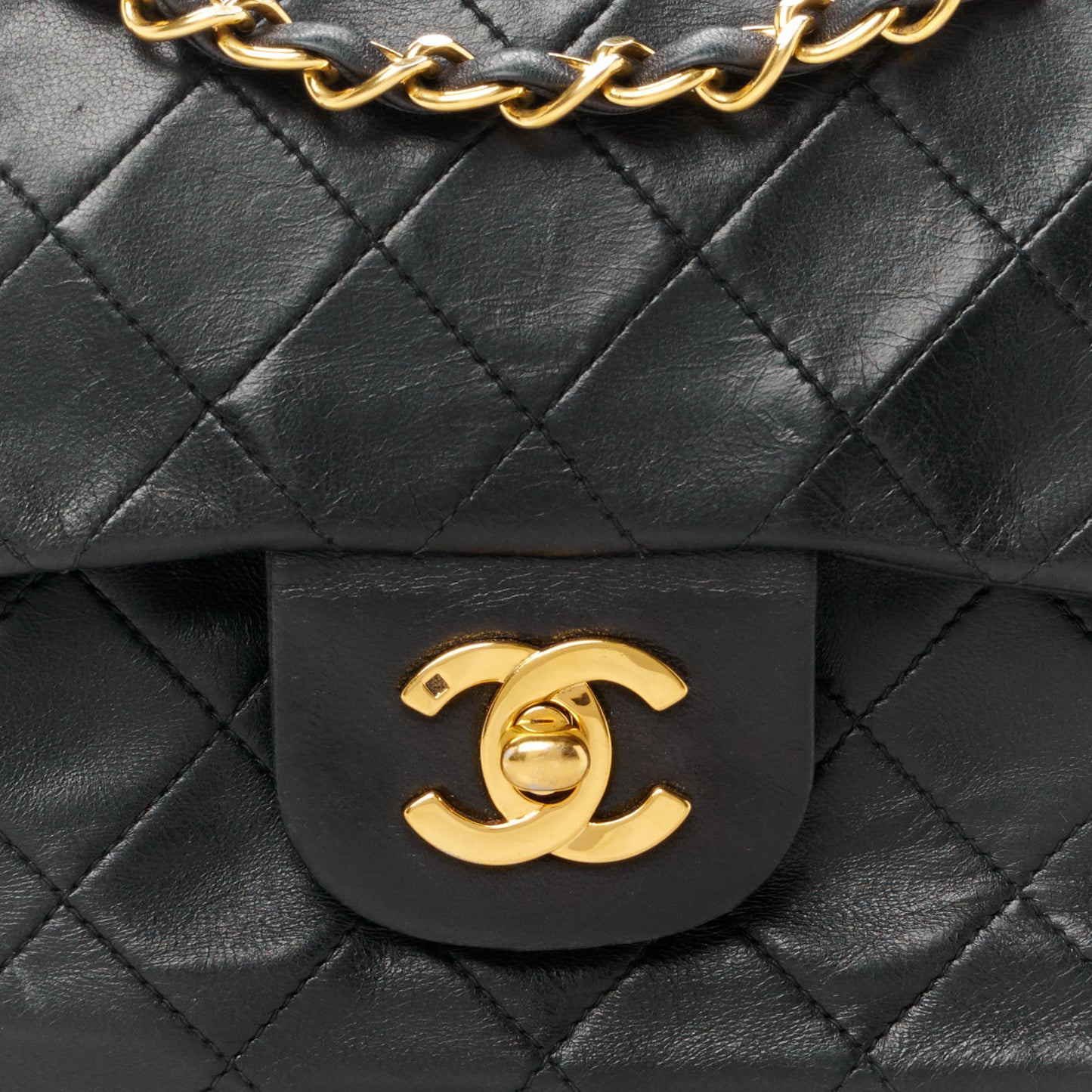 Lambskin Quilted Small Double Flap Black