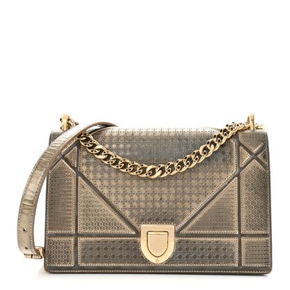 Christian Dior Metallic Patent Micro-Cannage Medium Diorama Flap Bag Gold 1 of 18
