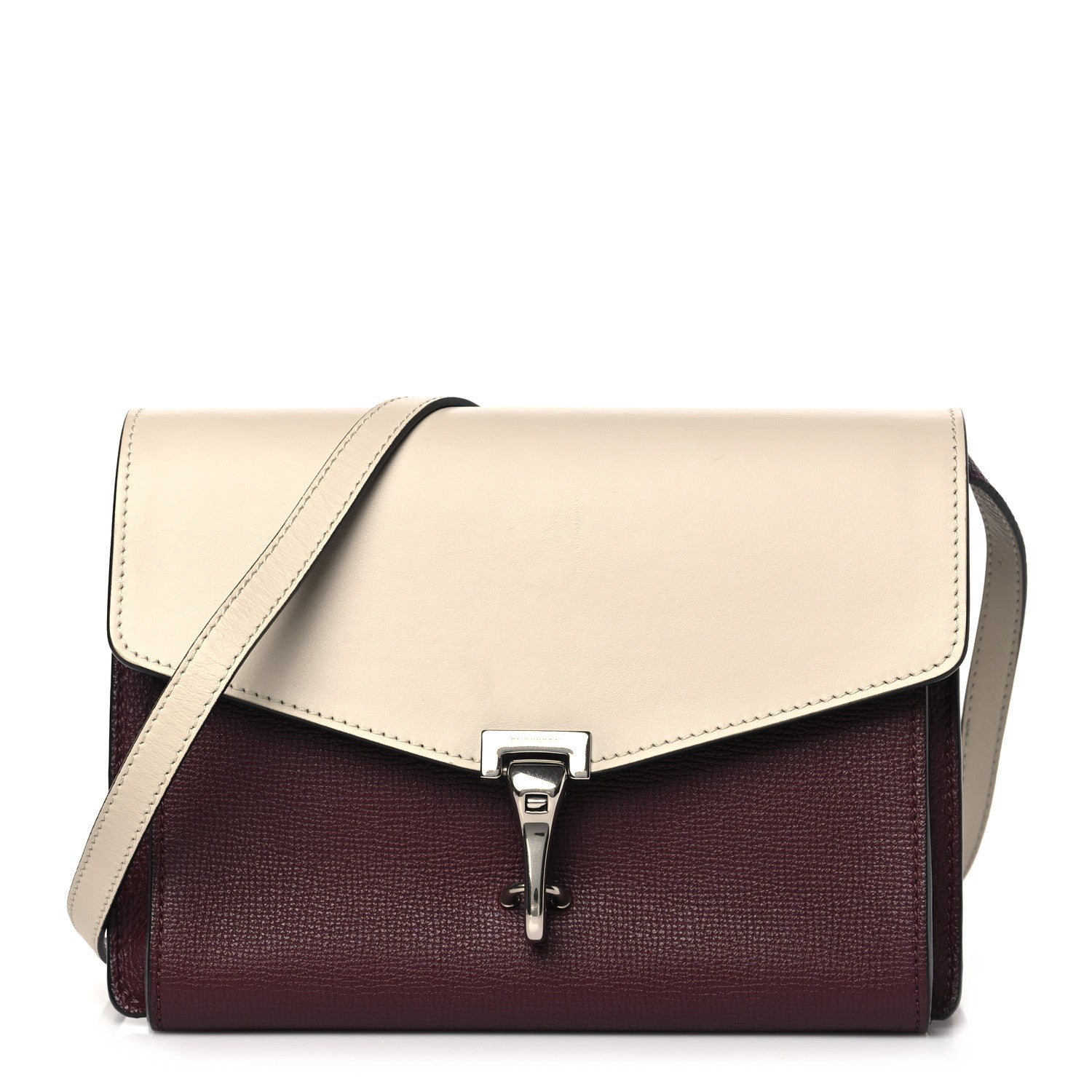 Burberry Derby Calfskin Bi-Color Small Macken Crossbody Bag Mahogany Red Limestone 1 of 12