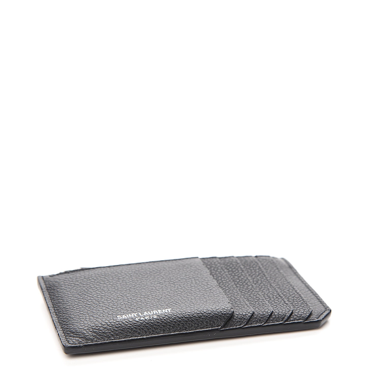 Saint Laurent Grained Calfskin 5 Fragments Zip Pouch Card Holder Black 3 of 6