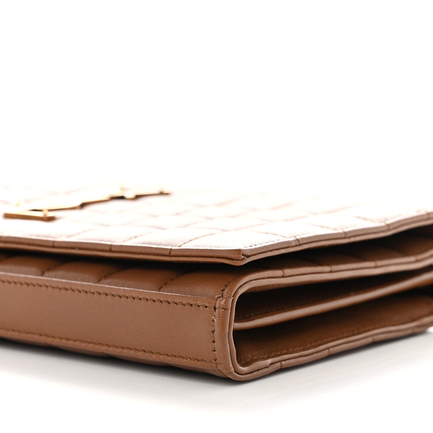 Lambskin Carre Quilted Cassandre Chain Wallet Brown