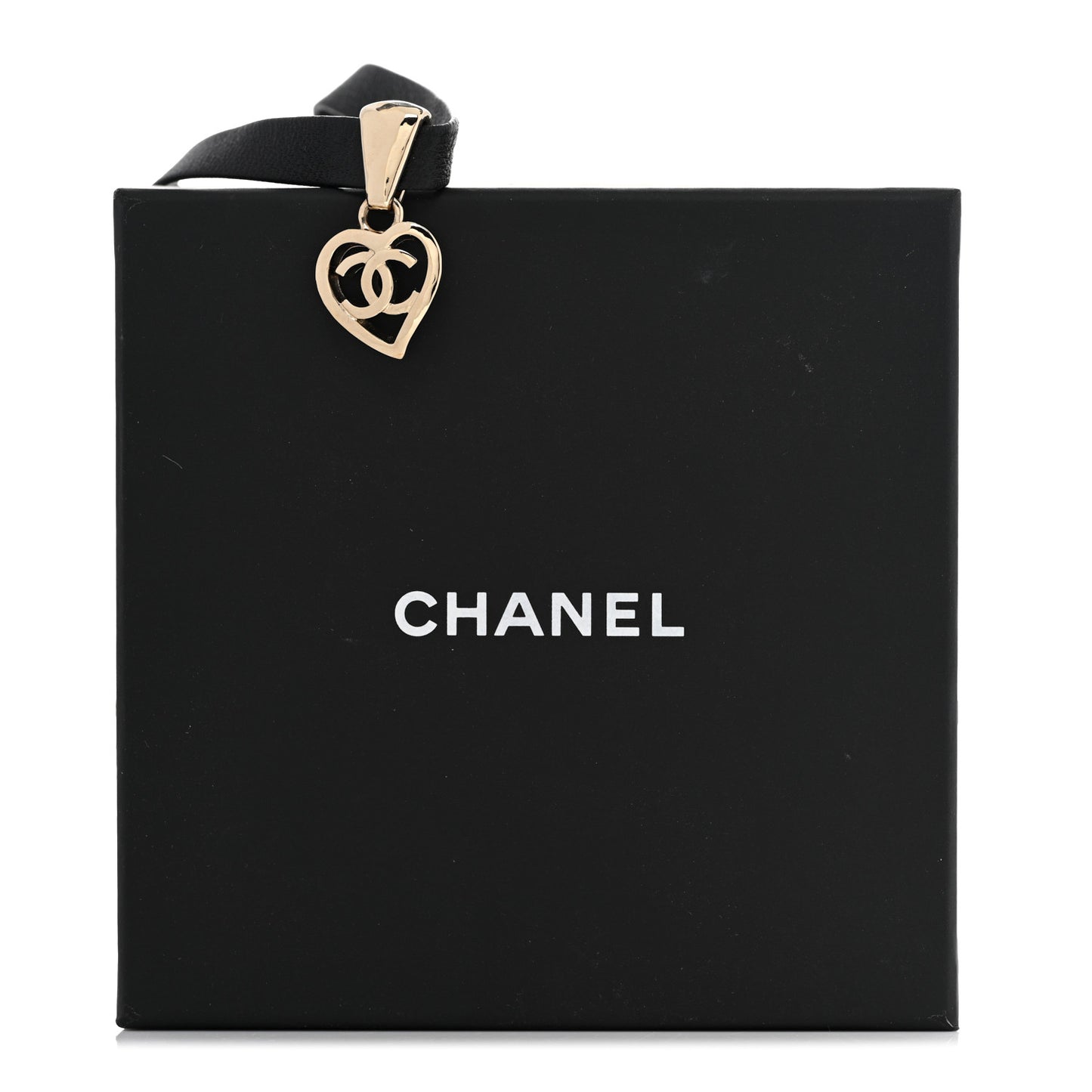 Lambskin CC Heart Choker Necklace Black