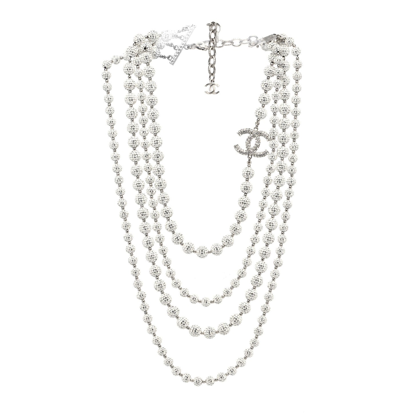 Strass Bubble CC Multi Strand Necklace Silver