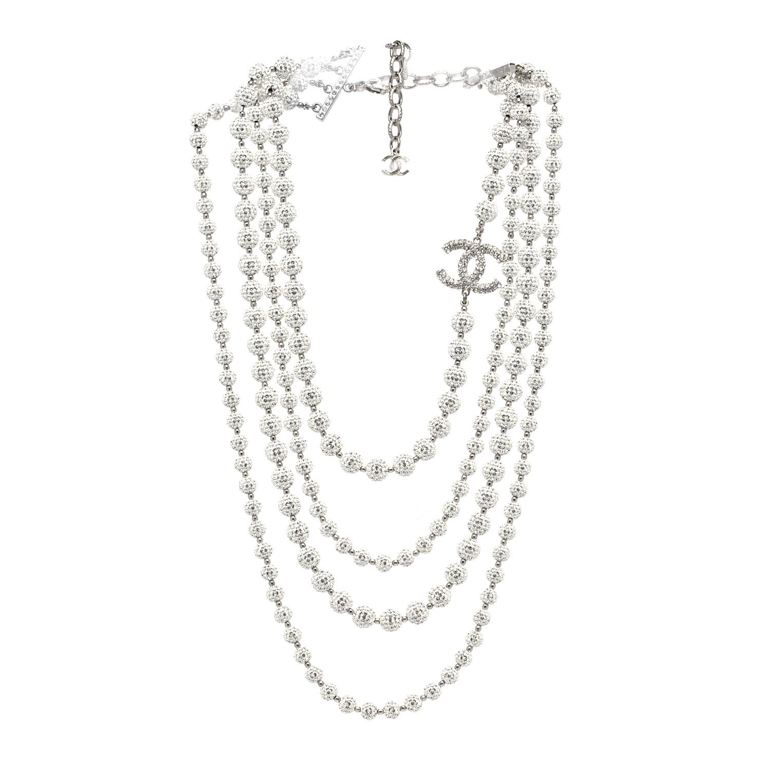 Chanel Strass Bubble CC Multi Strand Necklace Silver 3 of 5