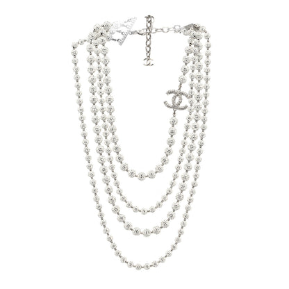 Chanel Strass Bubble CC Multi Strand Necklace Silver 3 of 5