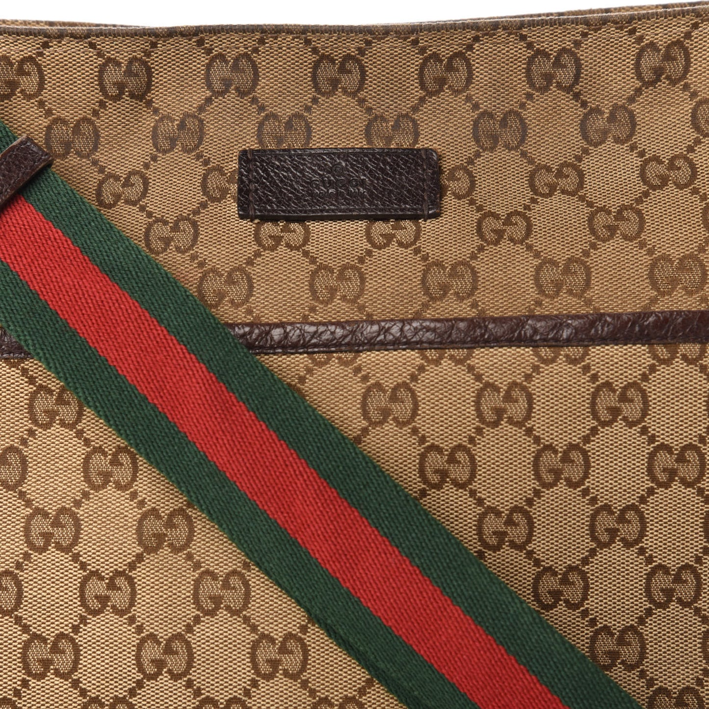 Monogram Web Medium Flat Messenger Bag Brown
