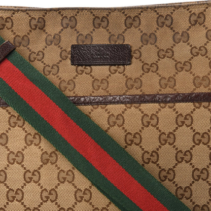Gucci Monogram Web Medium Flat Messenger Bag Brown 10 of 11