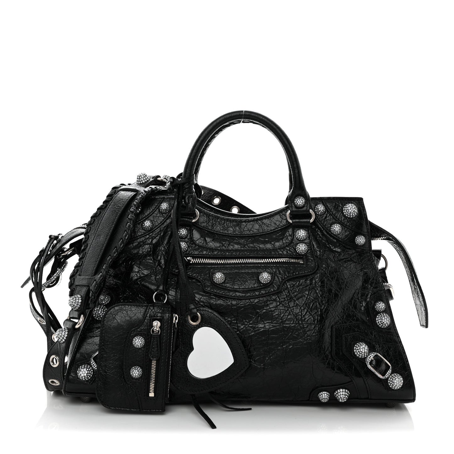 Agneau Arena Crystal Neo Cagole City Handbag Black