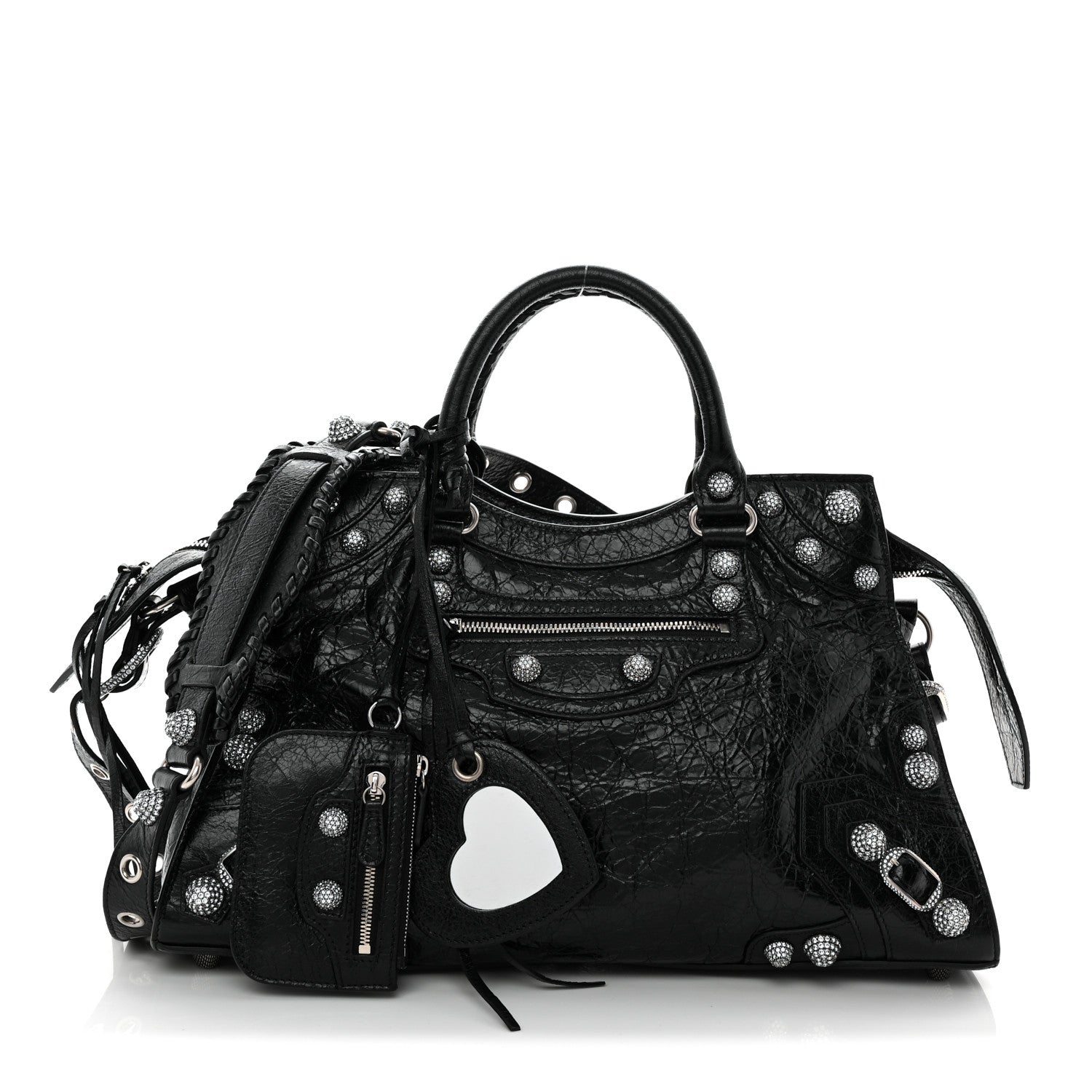Balenciaga Agneau Arena Crystal Neo Cagole City Handbag Black 1 of 11