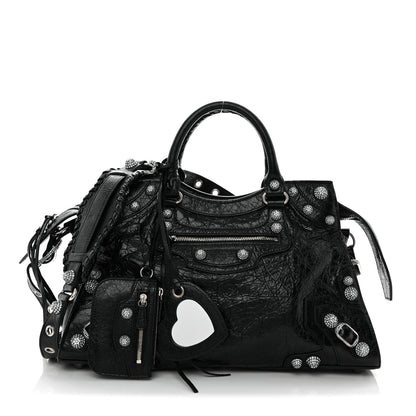 Balenciaga Agneau Arena Crystal Neo Cagole City Handbag Black 1 of 11