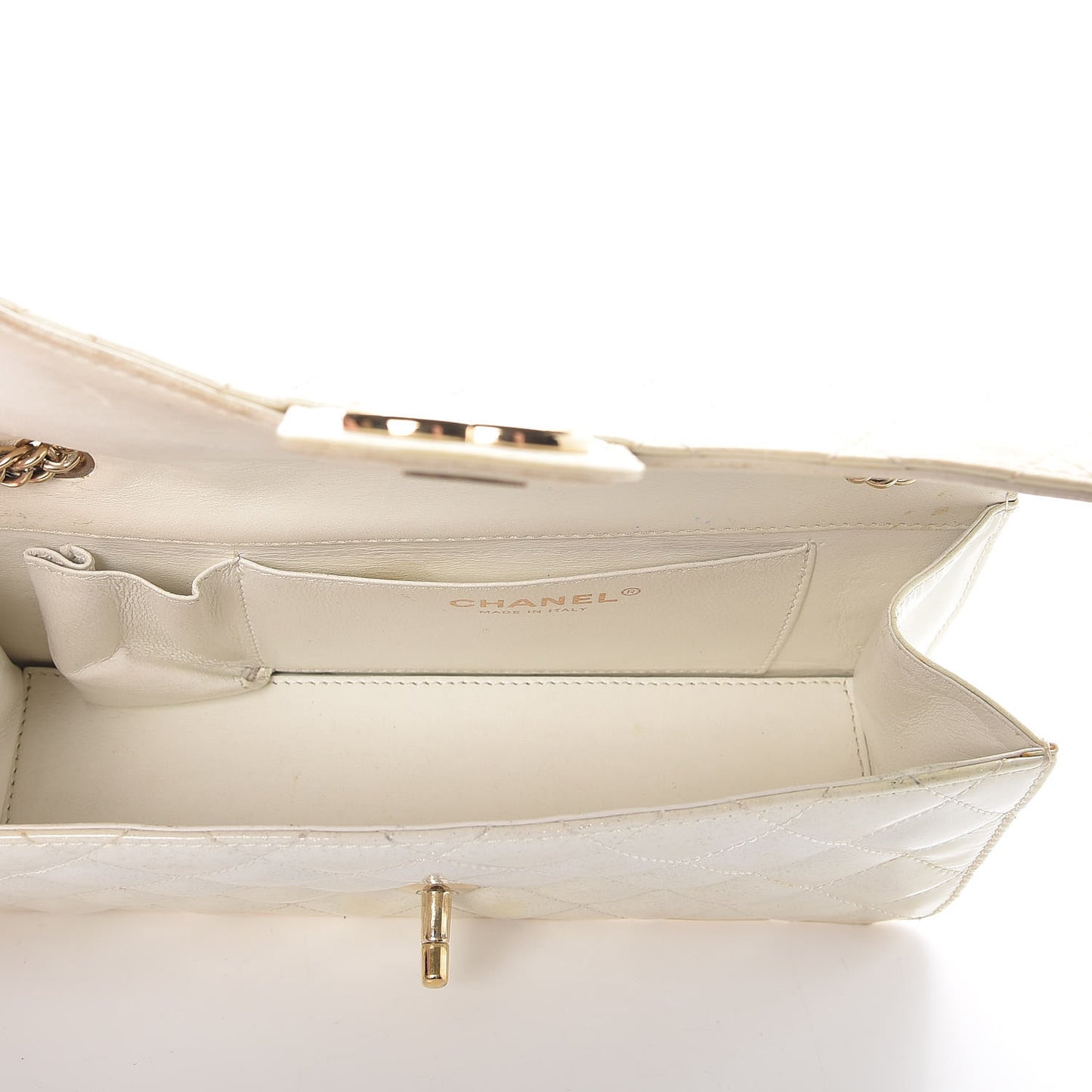 Patent Quilted Evening Star East West Flap White