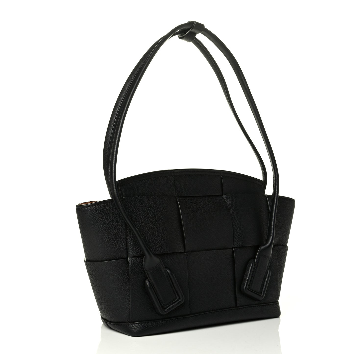 Grained Calfskin Maxi Intrecciato Small Arco Black