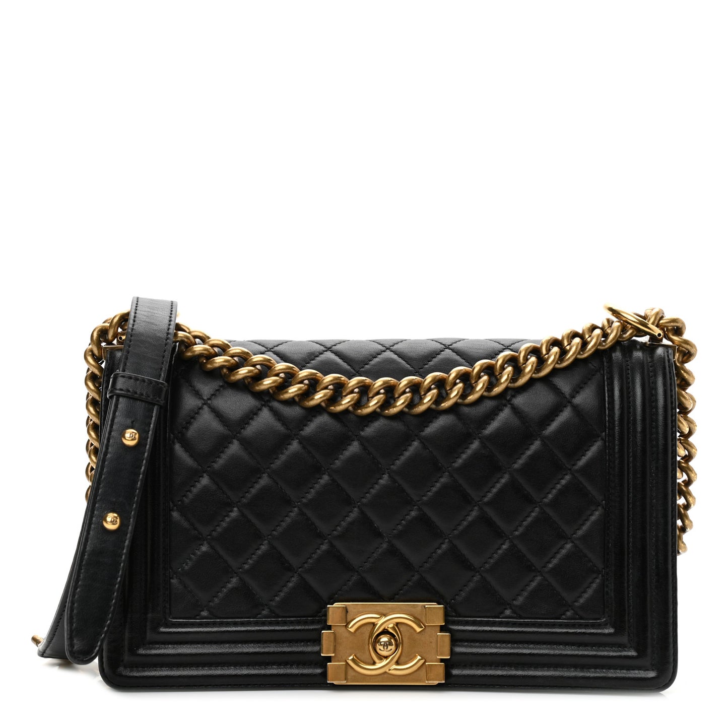 Calfskin Quilted Medium Boy Flap Black