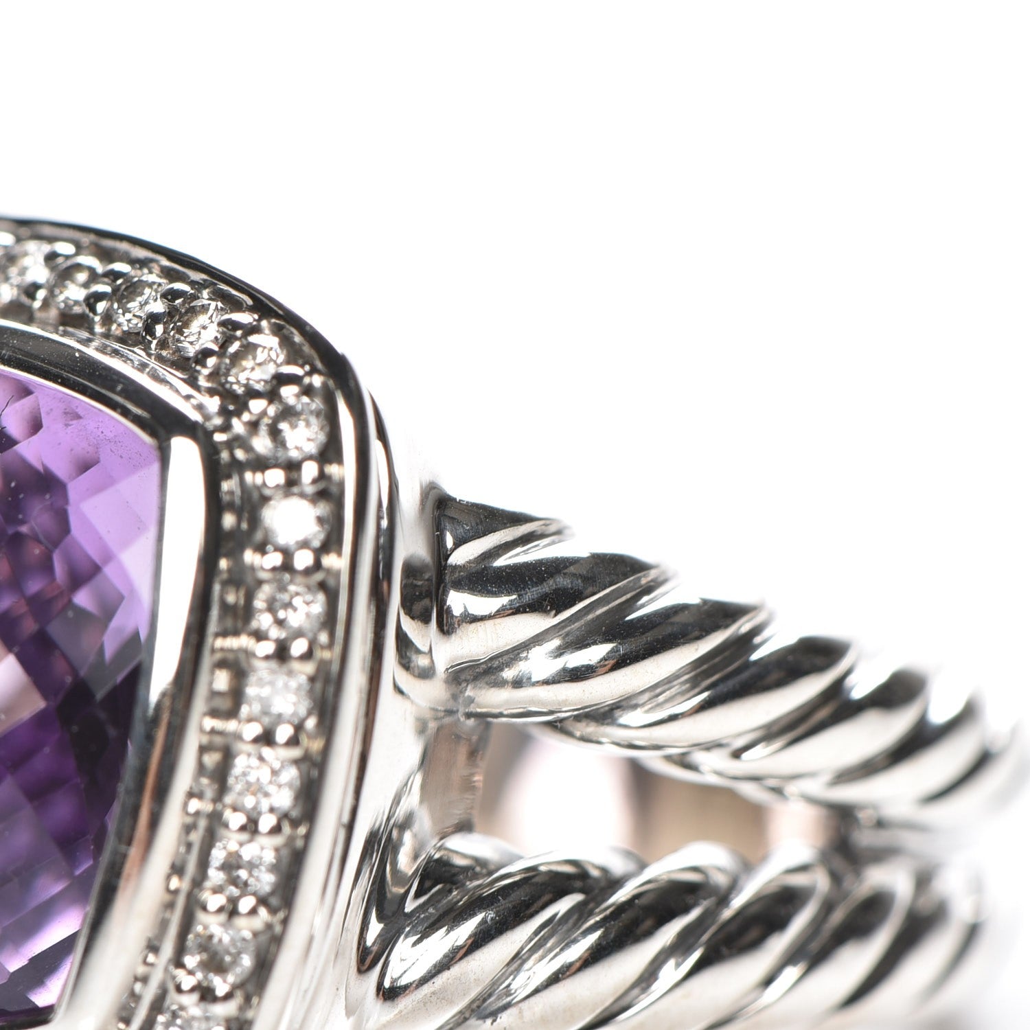 David Yurman Sterling Silver Diamond Amethyst 11mm Albion Ring 51.5 6 6 of 6