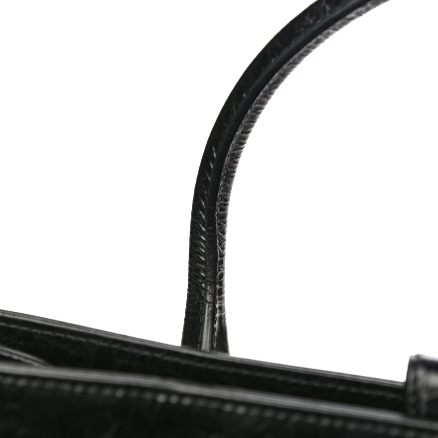 Glazed Calfskin Quilted Large New Portobello Tote Black