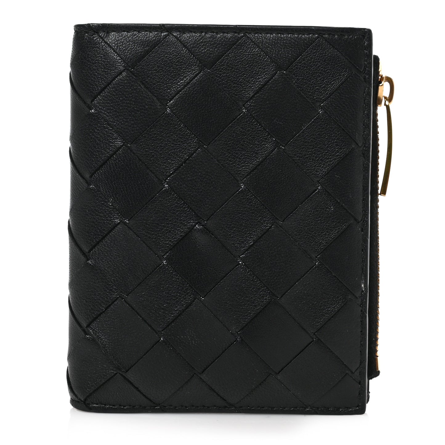 Nappa Intrecciato Bifold Zip Wallet Black