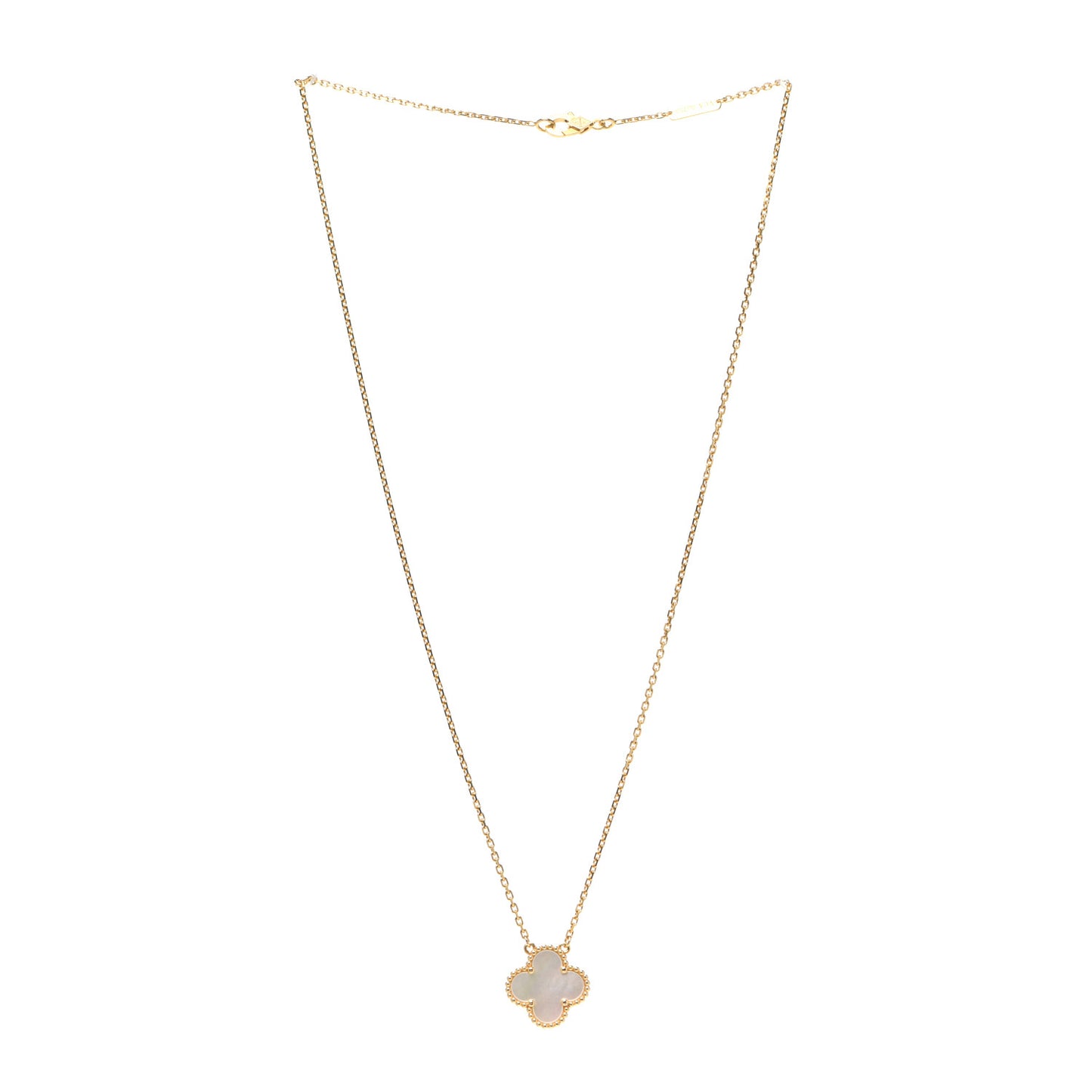 18K Yellow Gold Mother of Pearl Vintage Alhambra Pendant Necklace