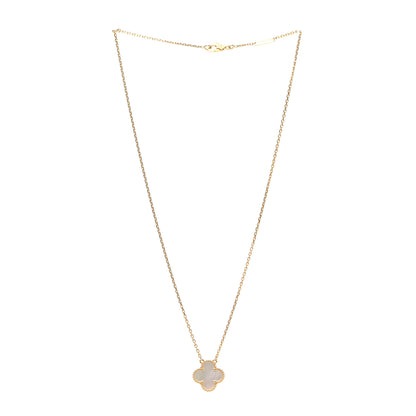 Van Cleef & Arpels 18K Yellow Gold Mother of Pearl Vintage Alhambra Pendant Necklace 3 of 6