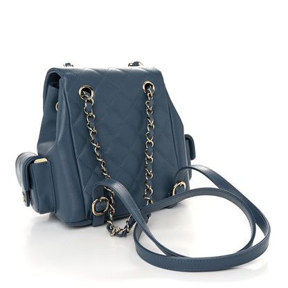 Chanel Shiny Caviar Quilted Small Cargo Duma Backpack Blue 3 of 10