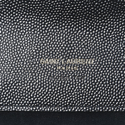 Saint Laurent Grain De Poudre Matelasse Chevron Monogram Envelope Clutch Black 6 of 8