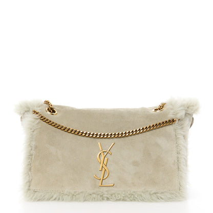 Saint Laurent Shearling Calfskin Medium Reversible Monogram Kate Satchel Grey 3 of 18