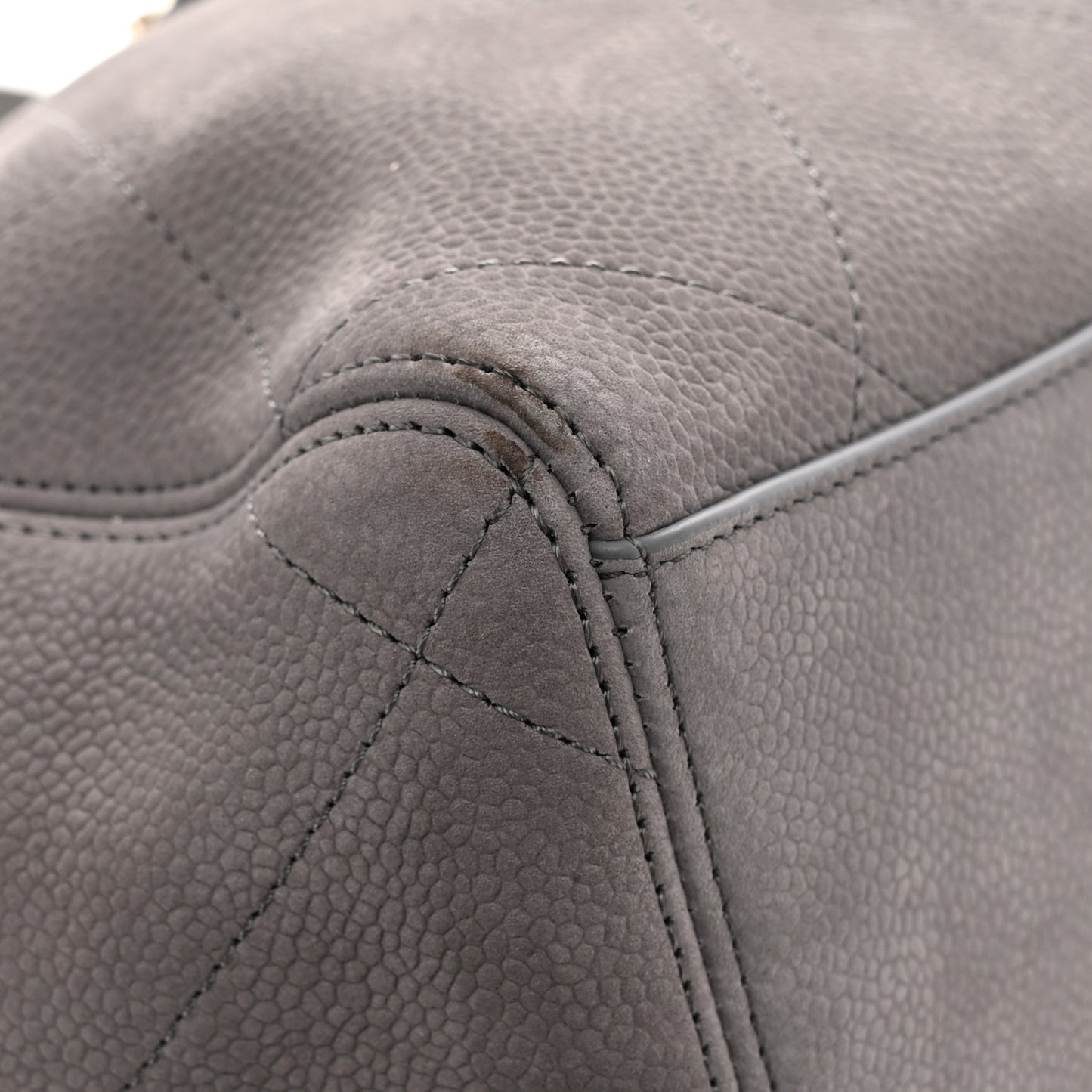 Grained Nubuck Caviar Quilted Large Shopping Bag Grey