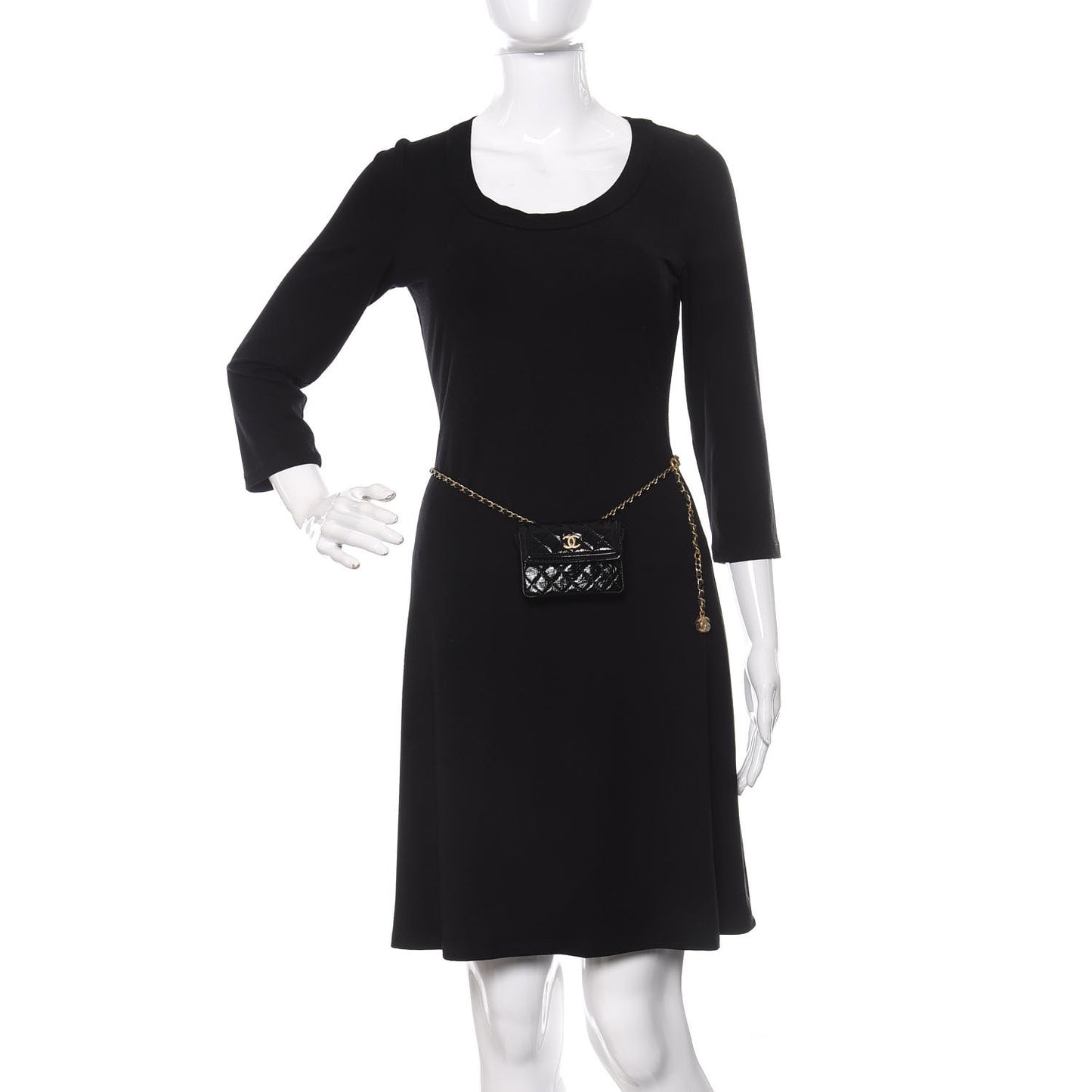 Shiny Aged Calfskin Quilted Waist Belt Bag Black