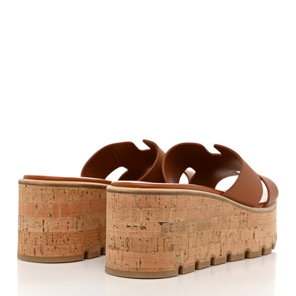Hermes Calfskin Cork Eze 30 Sandals 40 Marron Glaise 4 of 8