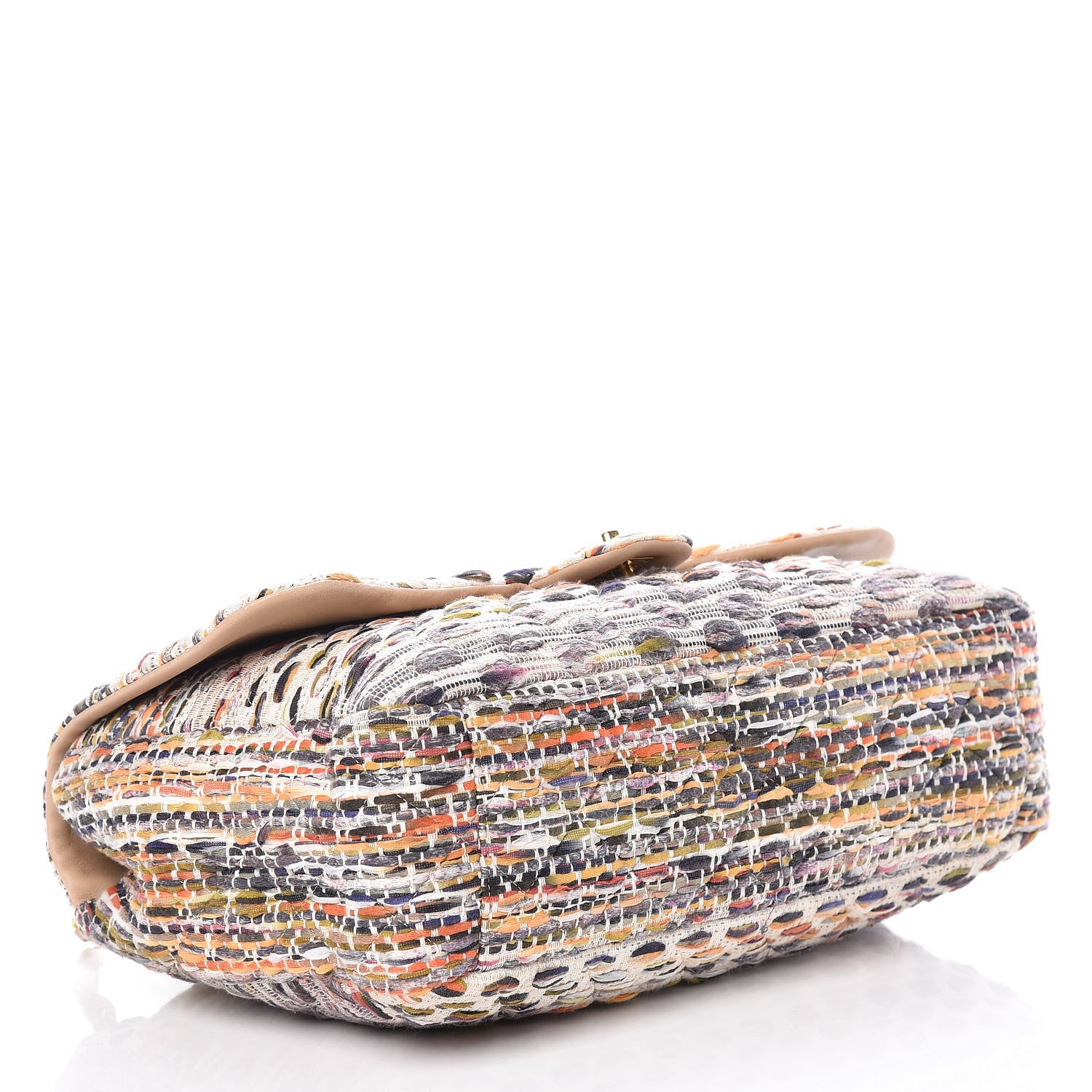 Chanel Tweed Quilted Cuba Single Flap Ecru Orange Lilac 4 of 12