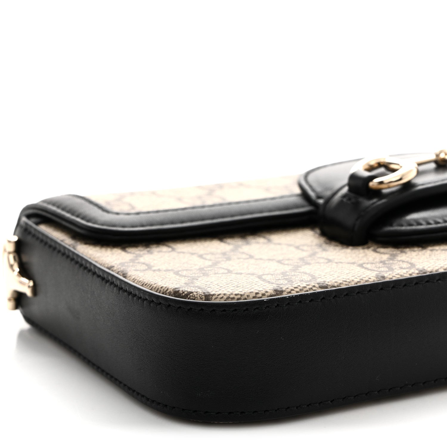 Gucci GG Supreme Monogram Azalea Calfskin Horsebit 1955 Mini Bag Beige Black 10 of 11