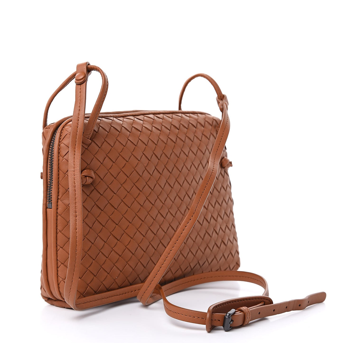Nappa Intrecciato Pillow Crossbody Messenger Dark Calvados