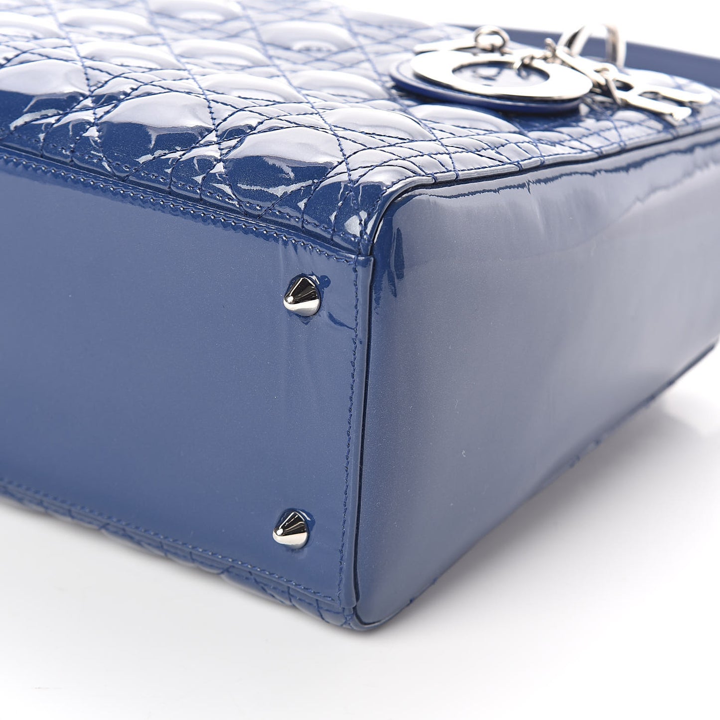 Patent Cannage Medium Lady Dior Blue