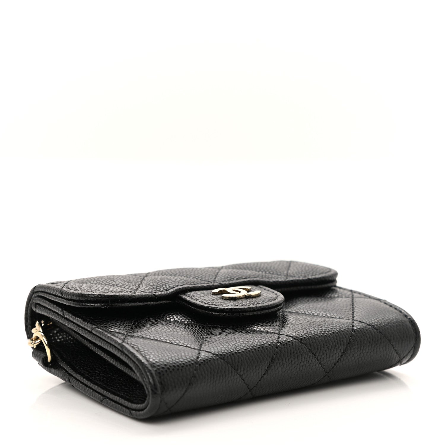 Chanel Caviar Quilted Flap Card Holder Chain Wristlet Black 3 of 8