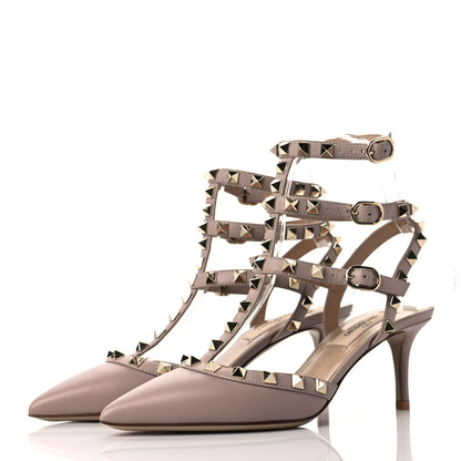 Valentino Garavani Calfskin Nappa Rockstud Ankle Strap 65mm Pumps 35 Poudre 3 of 7